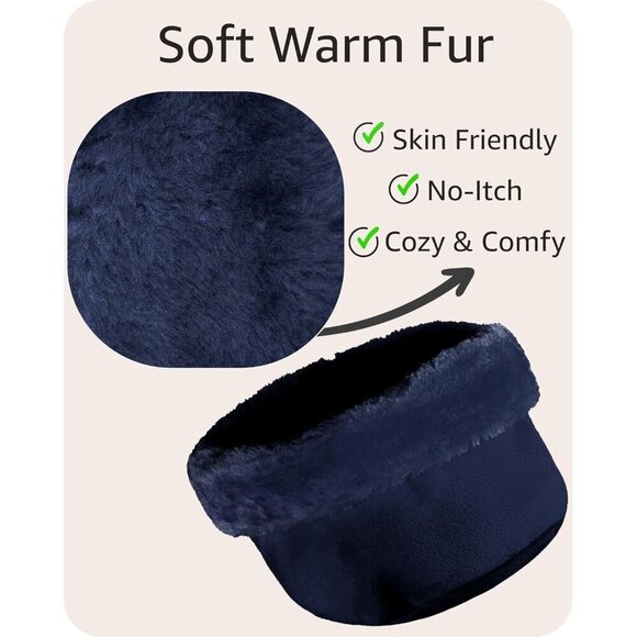 Women's Fleece Winter Hat and Glove Set Warm Polyester Fur Plush Accessories - Picture 3 of 9